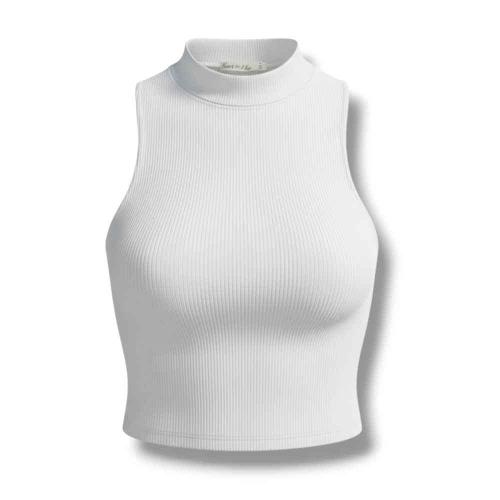 Heart & Hips women's white high neck sleeveless raceback layering tank top small